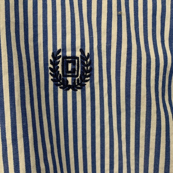 Boys Chaps Blue & White Striped Long Sleeve Button Down Shirt Size 7 EUC - Picture 3 of 6